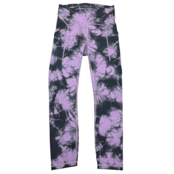 Lululemon Power Thru High-Rise Crop 23" Size 4 Tie Dye Purple Grey - Picture 4 of 8